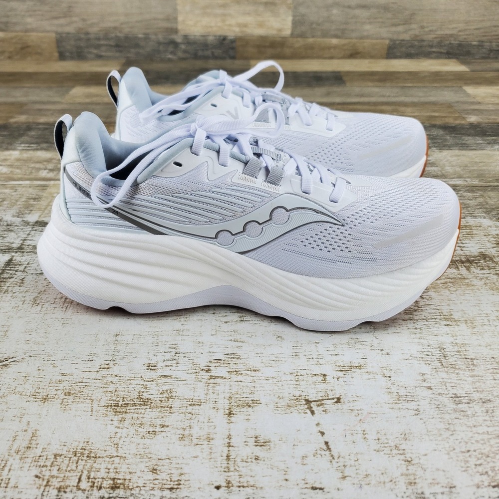 Saucony Hurricane 24 Mens Running Shoes Sz 8.5 White Silver Mesh Lace Up Sneaker